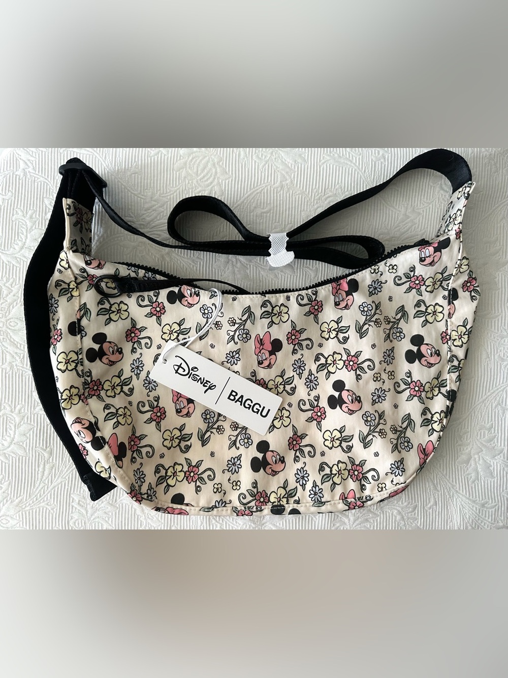Baggu Disney Medium Crescent Bag Storybrook Floral New With Tags Mickey Minnie